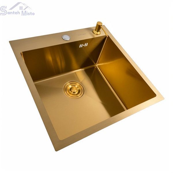 Кухонний комплект: Мийка Valeso Handmade 50x50 PVD Золото + Змішувач Valeso JW449 PVD Золото 52674 фото
