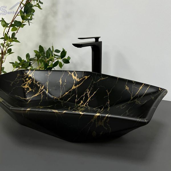 Умивальник (раковина) VBI VENEZIA MARBLE BLACK MATT накладний VBI-012406 фото