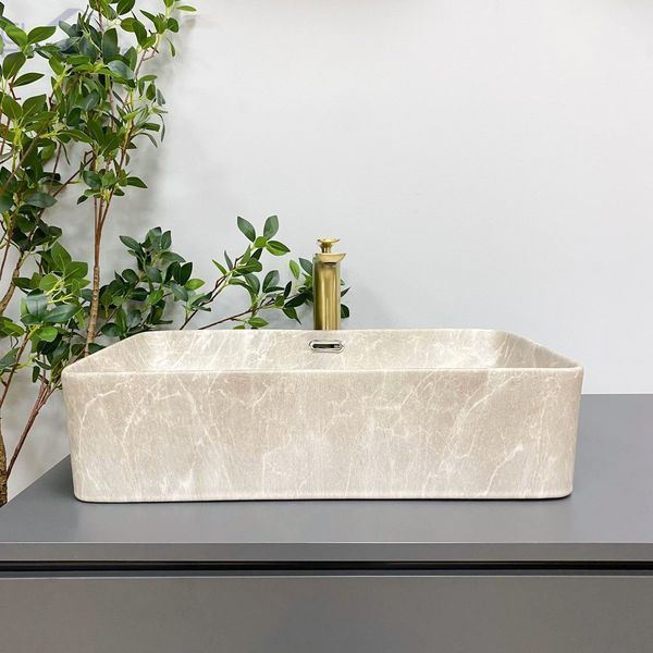 Умивальник (раковина) VBI ARABBA M BEIGE STONE MATT накладний VBI-013504 фото