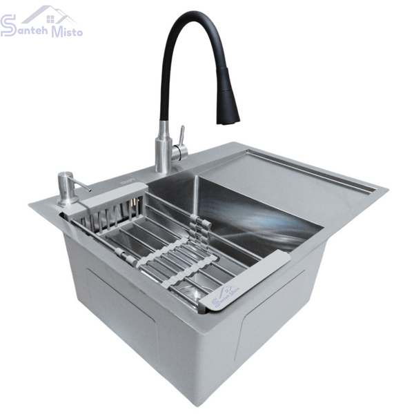 Комплект кухонной мойки Kraft Satin BRS 65х48 (3.0/1.0 мм) SM4801 фото