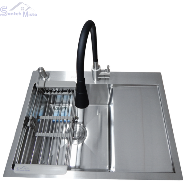 Комплект кухонной мойки Kraft Satin BRS 65х48 (3.0/1.0 мм) SM4801 фото